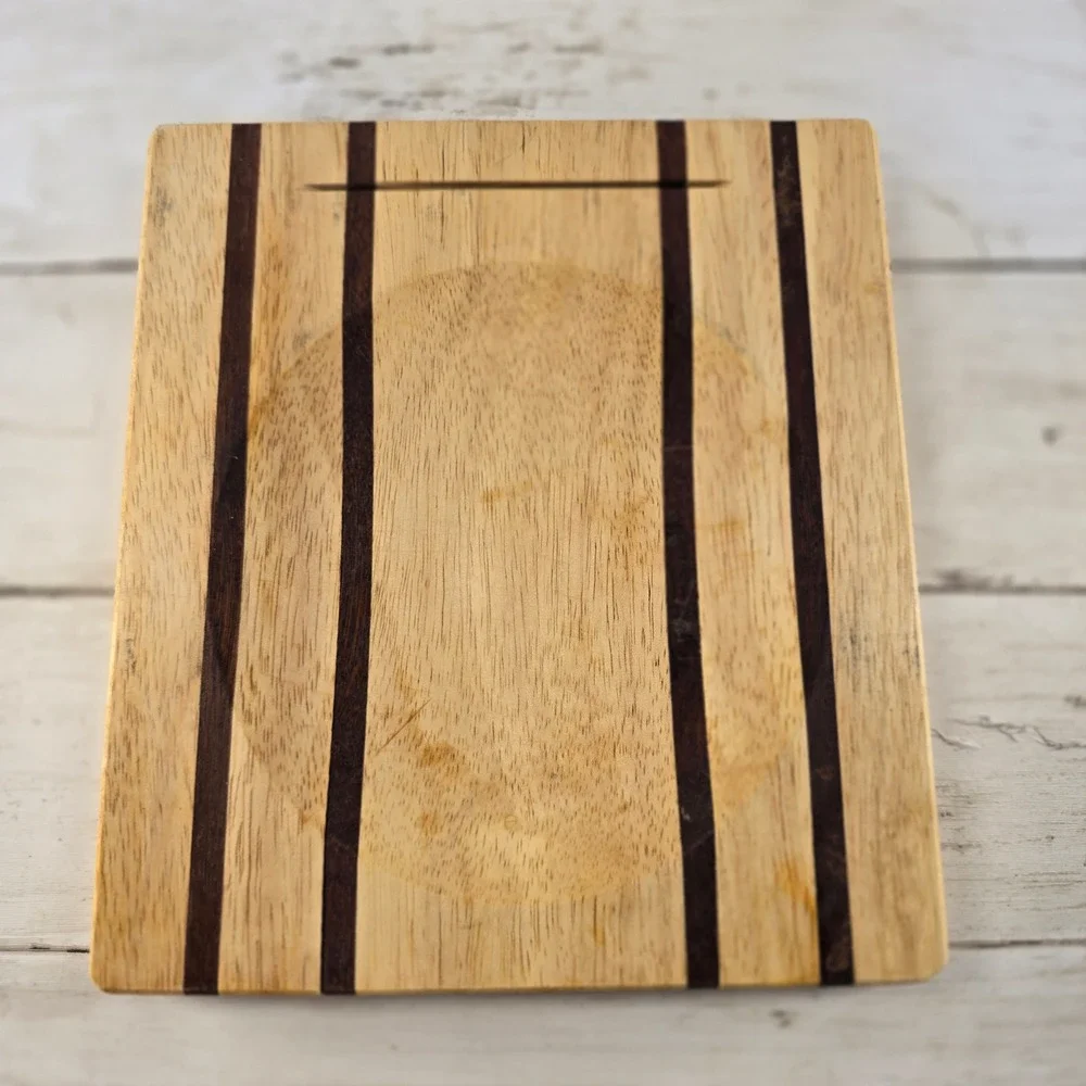 Alaska Ulu Knife and Striped Wood Cutting Board Set Eagle Etched Blade Souvenir